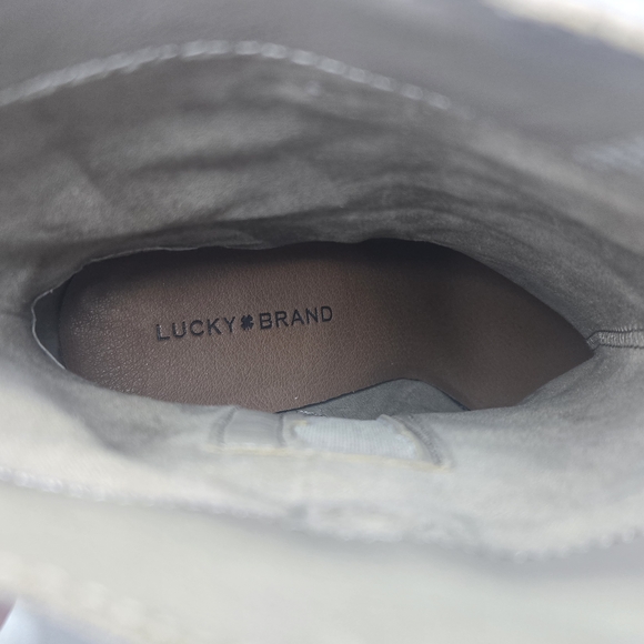 Lucky Brand SOGN buckled Block Heeled Suede Leather Western Boots Size 9 1/2 9.5 - Picture 10 of 16